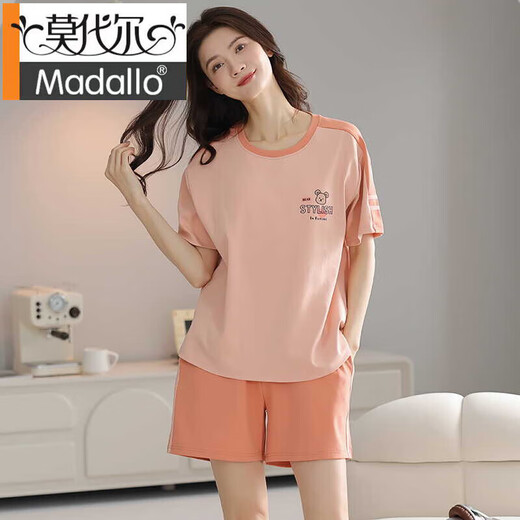 莫代尔仿丝纯棉夏季睡衣女士套头睡衣夏季短袖短裤舒适休闲家居服套装 Z9854 M [建议80-100斤穿]