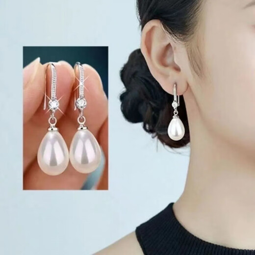 KZD pure silver 9999 silver earrings for women, temperament, pearl ear hooks, hypoallergenic, gift to wife, sterling silver pearl earrings, 6.88g, solid, slow hands, same style as Lao Fengxiang