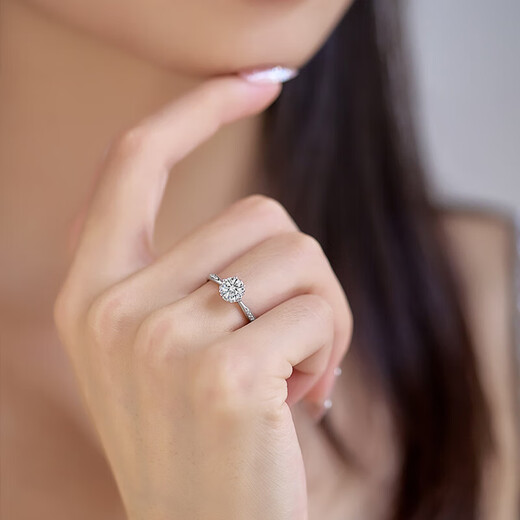 AVHE 18K gold PT950 platinum cultured diamond six-claw art ladies ring asking for wedding gift Chinese Valentine's Day IGI certificate platinum diamond ring + 1 carat diamond (D/VVS/3EX/N)