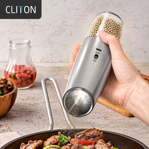 CLITON electric pepper grinder rechargeable stainless steel pepper black pepper sea salt gravity induction grinding bottle seasoning bottle