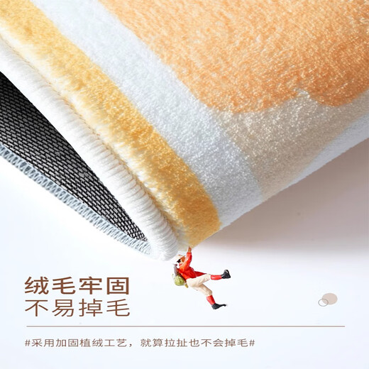 KAYE Cartoon Bedside Carpet Imitation Cashmere Girl Children's Room Thick Floor Mat Home Living Room Bedroom Princess Bedside Blanket FYR-SpongeBob Family 50X140cm