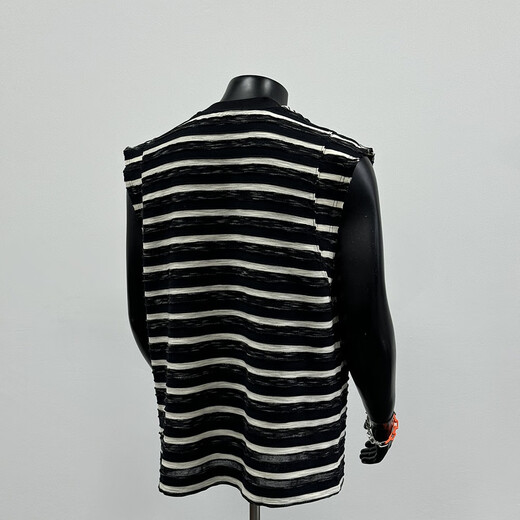 Lucao ADEI2025 SOMMER NEUER AMERICAN MODE MODE MODE ROUND Leader Logo Weste Schleifstreifen Kurzarm schwarze Weste BX1049 Schwarzes Inland S L.