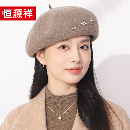 Hengyuanxiang beret women's autumn and winter new wool retro octagonal hat versatile fashion temperament painter hat burgundy one size