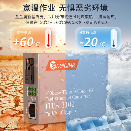 netLINK HTB-3100A 百兆单模单纤光纤收发器 光电转换器 A端 0-25KM 一台