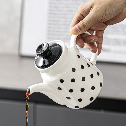 Kashiwa Chao Hepburn style ceramic oil pot commercial oil bottle soy sauce vinegar pot home kitchen seasoning jar restaurant seasoning pot set Hepburn style oil and vinegar pot - dots