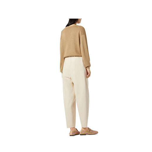 Loro Piana/nuoyoupiana LP Pull Brolo femme soie bouclé tricoté col rond manches longues chemise à bascule 2025 nouveau camel beige L