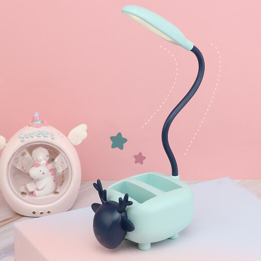 USB plug-in table lamp LED cartoon desktop ornament children's gift night light cute little desk lamp kindergarten gift cute pet lamb + pen holder function + plug-in style random color