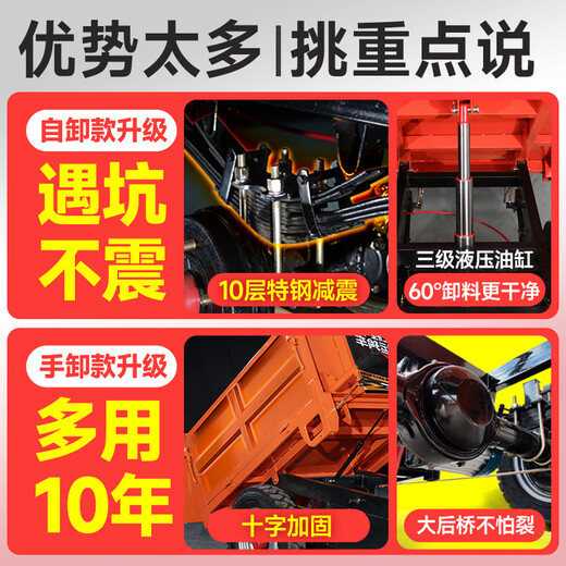 Jiang Zhiai construction engineering transport vehicle electric tricycle construction site ash hauling king dump truck climbing hydraulic dump truck market quality reduction 1.2 hand unloading U bucket 48V45A