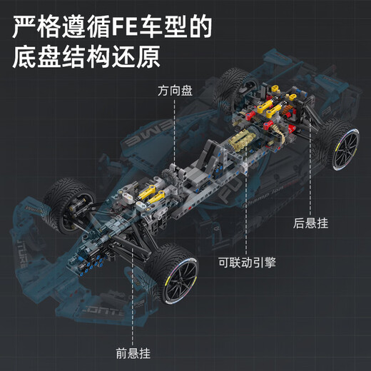 CaDA Double Eagle Building Blocks F1 Racing Model Electric Formula Remote Control Sports Car Adult Assembled Children's Gift C64004 Formula Racing-Static Version/1667PCS