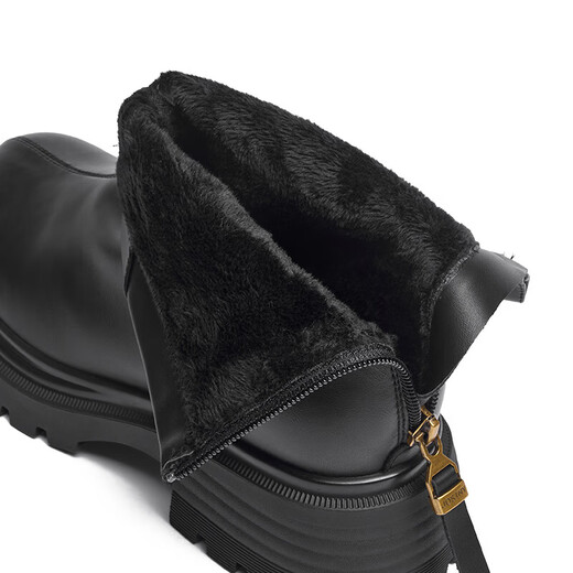 Zhuoshini boots thick heel versatile classic British style round toe short boots slimming women's fashion boots black 38