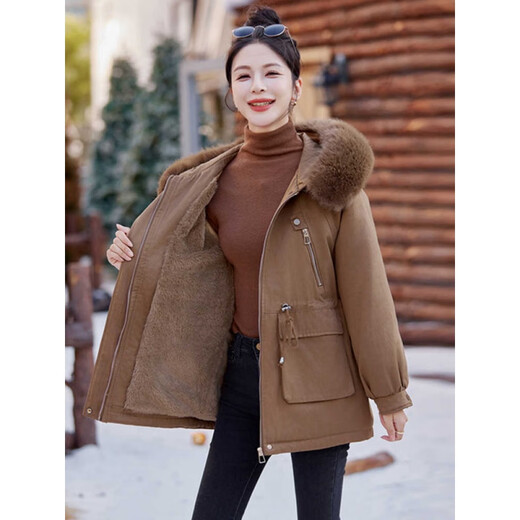 
Kouyiya brand new women's clothing products Parke women's removable inner liner 2025 winter new fur coat women's coat military camel M suggests 115 Jin [Jin equals 0.5 kg]