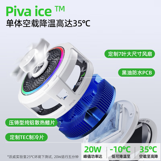 Piva Paiwei B2 mobile phone radiator magnetic cooling back clip semiconductor refrigeration cooling artifact game live broadcast low noise suitable for Apple Xiaomi Black Shark Nubia oppo B2 magnetic suction back clip dual use