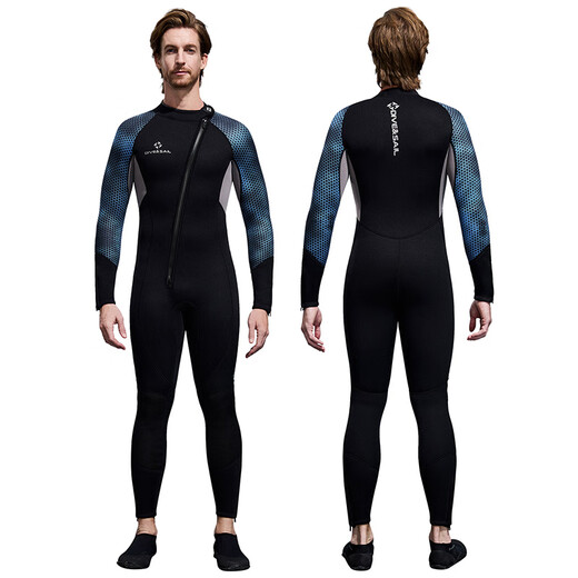 VVIR EER 3mm wetsuit men's one-piece warm wetsuit women's outdoor cold snorkeling surfing swimsuit long-sleeved trousers 3mm252 men's front-open black long-sleeved warm sun protection S 3MM
