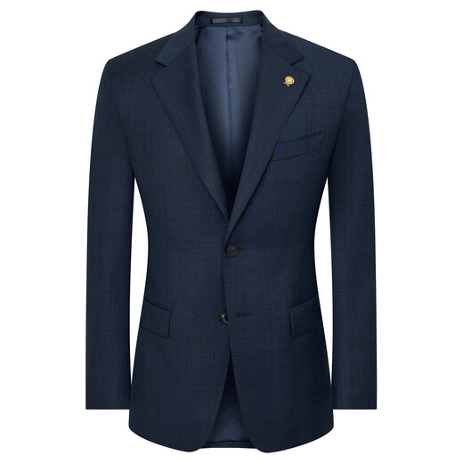 Anniversary Bird Suit Men's Suit Shopping Mall Autumn Men's Business Formal Plaid Suit Jacket and Trousers for Men Blue with Red Multi-line Plaid 46 A(170/92) /Please note the waist or trousers