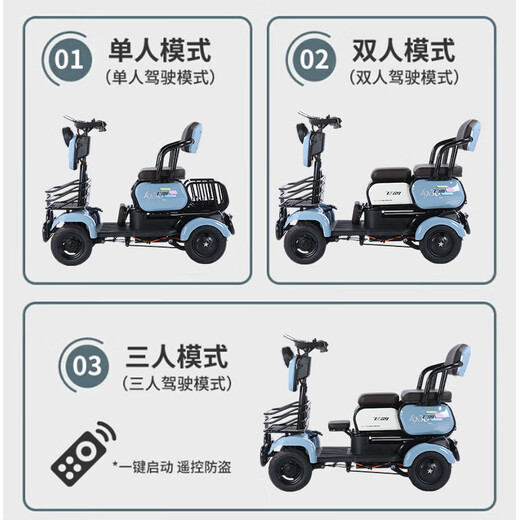 Feige four-wheel electric car for the elderly to pick up and drop off children, the elderly and disabled battery car, compact anti-rollover electromagnetic brake, 600W48v24A4 black gold battery, about 85 miles