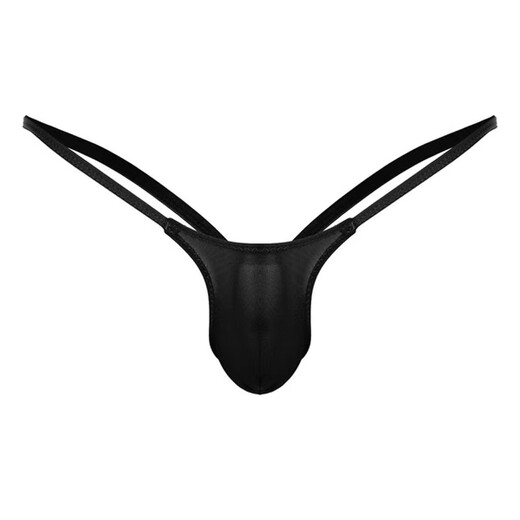 Foreign trade popular men's thong sexy low-waisted double thong underwear men's tight elastic breathable quick-drying briefs black one size (men's 2.2-2.8 feet)