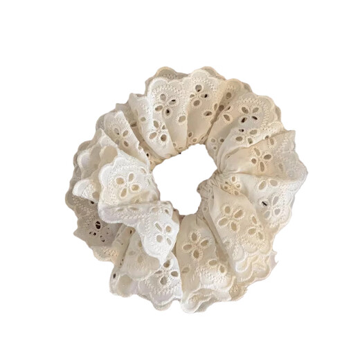 Zhao Lusi's same retro large intestine hair tie for women, versatile lace lace headband, rubber band hair accessories for women, beige lace hair tie