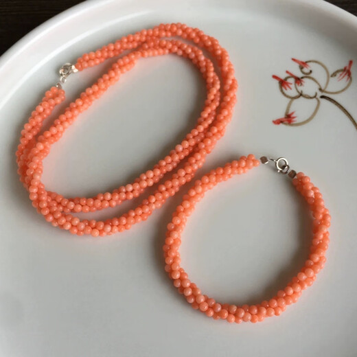 Giventi GEFIODEY pink natural Italian coral red bracelet 108 beads necklace bracelet set animal year gift woven original multi-strand necklace 45 cm comes with special guarantee