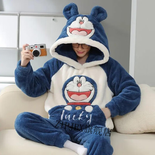 Zipjbx zuoxi store Store Coral Pajamas Зимняя мужская осень и зима утолщенная фланелевая теплая мультфильма домашняя одежда 9901* Сетт с капюшоном M Small [80-90Jin [Jin равно 0,5 кг]]]