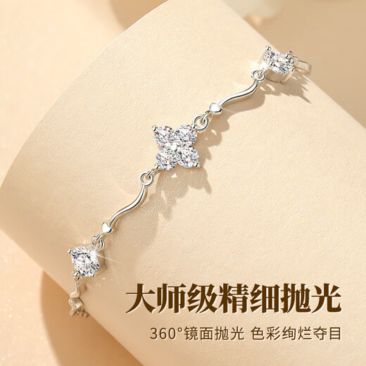 Gift for a long time Swarovski zirconium four-leaf clover silver bracelet women's birthday gift for girlfriend, wife, best friend