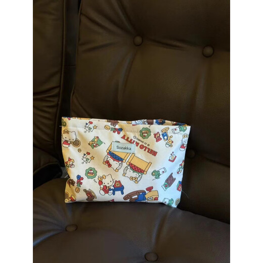 Yunluo Spring and Summer Light Luxury Cute Girl's Beautiful Hello Kitty Print Cosmetic Bag Travel Storage Niche Exquisite Clutch Bag Beautiful Cat Cosmetic Bag 666