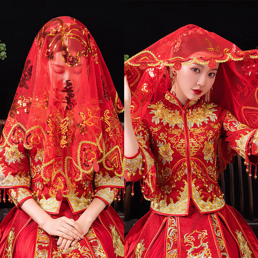 Shange (SHANGGE) bride Xiuhe clothing headdress Chinese style wedding phoenix crown new Chinese classical decoration crown toast Xiuhe clothing headdress bride Xiuhe red hijab/phoenix flying phoenix dance 73*83cm