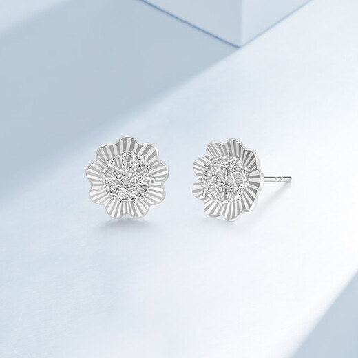 Mengjinyuan platinum earrings, wire wound and sparkling PT950 platinum earrings as a birthday gift for my girlfriend, weighing about 2.2g