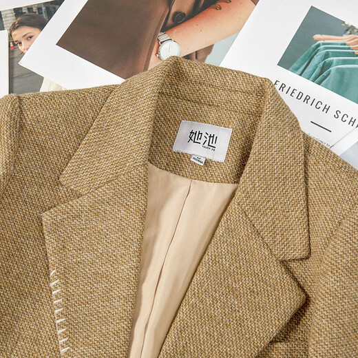 Shechi Sheep Wool Lapel Suit Jacket Women's 2025 Autumn New Maillard Style Casual Suit