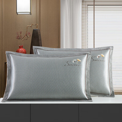 Summer ice silk pillow case double-sided summer cool mat pillow core case single rattan pillow mat adult plus one pair of ice 679-7 purple forest pillow case (one pair) can 48cmX74cm