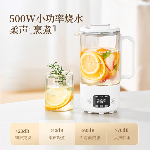 OUMETE multi-functional office smart reservation health pot, long-lasting thermal insulation tea maker, large-capacity glass flower teapot for boiling water, mini portable network 1532 0.6L