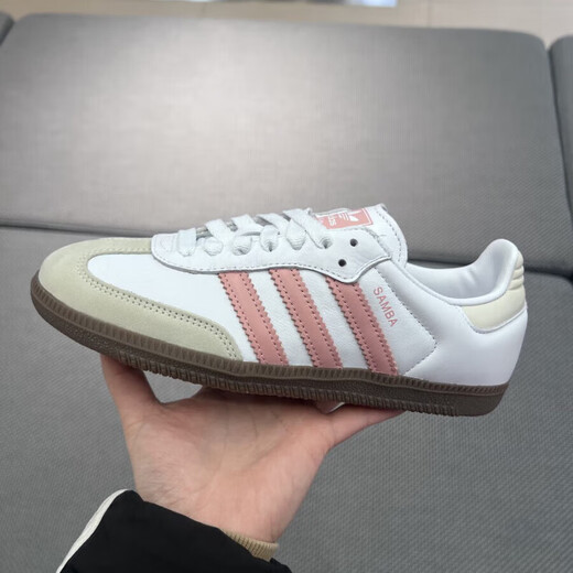 阿迪达斯（adidas）休闲鞋女鞋2025年秋季新款三叶草运动鞋samba德训鞋低帮板鞋 JI2677白/奇迹紫粉/汉玉白 20 36 (2MM)