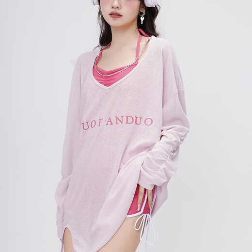 Lugeli swimsuit women's new sexy high-end swimsuit covering the belly and slimming coverup hot spring swimsuit conservative split three-piece set pink three-piece set one size fits all 80-120Jin Jin equals 0.5 kg