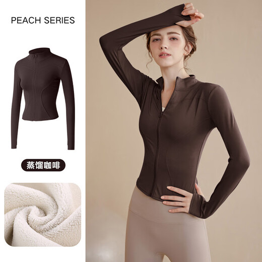 Bliss new velvet yoga jacket for women in autumn slimming running sports cycling clothing warm zipper long-sleeved slim fitness Star Black-600g thickened alpaca -20-0 2XL