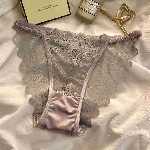 纯欲透明性感蕾丝内裤女舒适无痕细带款透气抗菌纯棉裆低腰三角裤 粉色*6198* 1条