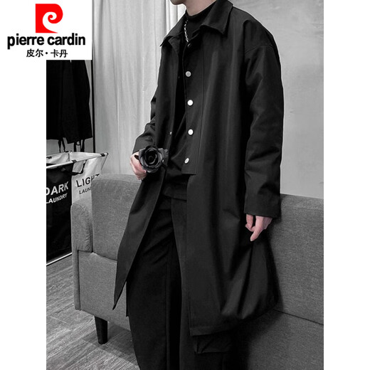 Pierre Cardin 2025 Windjacke im neuen Stil für Herren, Frühling und Herbst, hübscher britischer Yuppie-Mantel, neues Produkt, dunkelgrauer Windjacke, mittellanger Mantel M 90-110Jin Jin entspricht 0,5 kg