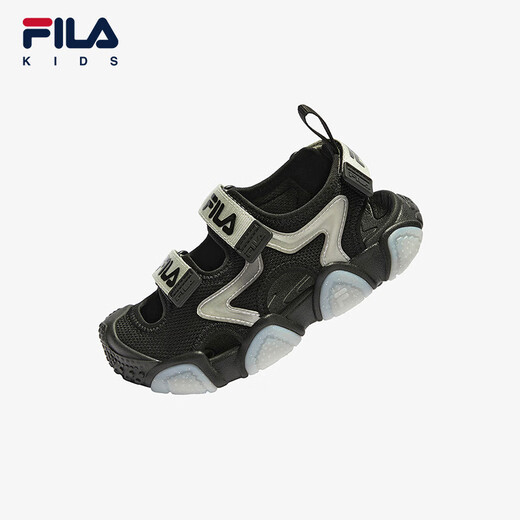 Fila Fila Children's Shoes Jellyfish Sandals 2025 Summer New Boys and Girls Velcro Flashing Shoes Black/Space Silver-BS 28
