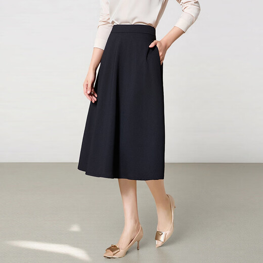 Troman's no-iron, high-end, professional-looking skirt, women's mid-length, over-the-knee slim umbrella skirt, formal interview a-line skirt
