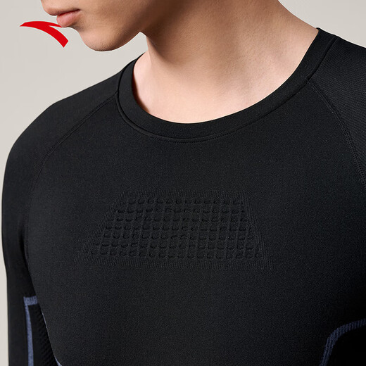 ANTA Ski Quick-Drying Sports Suit 25 Years Winter Outdoor Tight Thermal Underwear Training Basic Black/Light Blue-2 L (Male 175)
