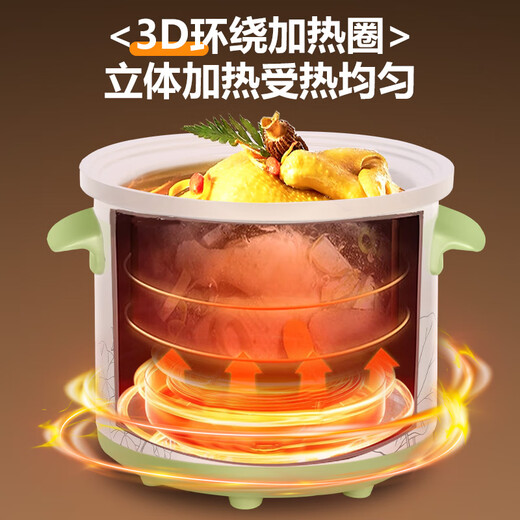 Yangzi fully automatic electric stew pot for cooking porridge, stew pot, food supplement pot, stew pot, small electric stew pot, 1.5 liter soup pot, old-fashioned electric casserole, temperature-controlled slow cooker, soup pot, stew pot, 2.5L, suitable for 1-4 people