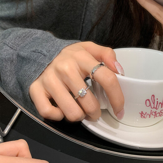 AVHE white 18k gold diamond ring starry sky set with platinum cultured diamonds wishing well wedding ring diamond ring proposal gift ring platinum diamond ring - cultured diamond 1 carat D color VVS gift box sent by SF - can be engraved