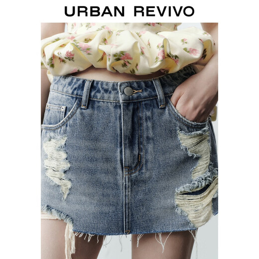 UR2025 new autumn women's design ripped culottes style denim shorts UYV850098 blue 25