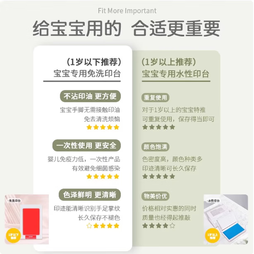 LNGA LANDGRE newborn hand and foot print souvenir no-wash ink pad for children, golden red ink pad for babies for 100 days, hand and foot print oil box, special hand and foot print ink pad for children, red model 120*78mm 0-24 months