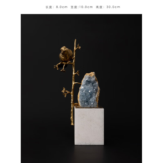 Rinoart Crystal Brass <Little Fairy> Feng Shui Sculpture Natural Marble Entrance Study Desktop Decoration <Little Fairy>