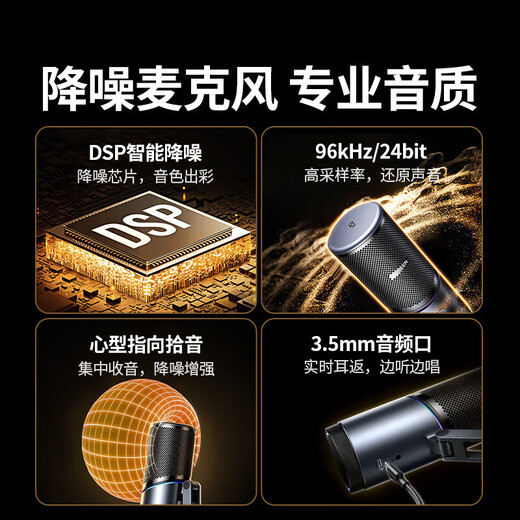 UGREEN Desktop Microphone Cantilever Stand Model USB Desktop Microphone E-Sports Game Live Broadcast Noise Reduction Condenser Microphone Built-in Sound Card Microphone Pointing Recording Radio Microphone CM769 Cantilever Stand Model 55729