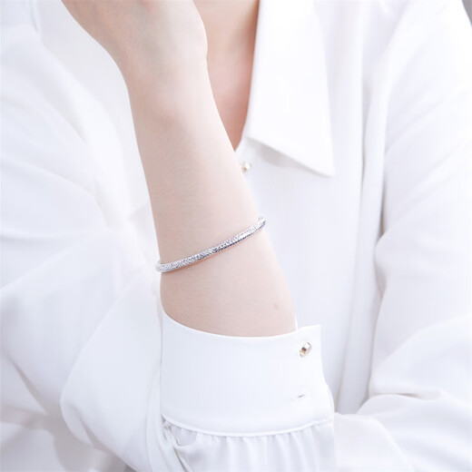 Meluxe PT950 platinum bracelet, platinum bracelet, sparkling car flower bracelet, birthday gift for girlfriend, wife, about 10.84g-54mm