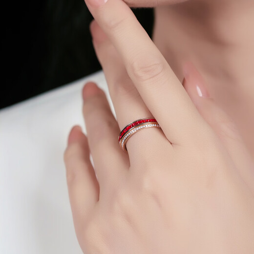 Ting Liang 1.2 carat pigeon blood red ruby ring 18K gold inlaid with diamond colored gemstone ring size message (10 to 20) ready stock