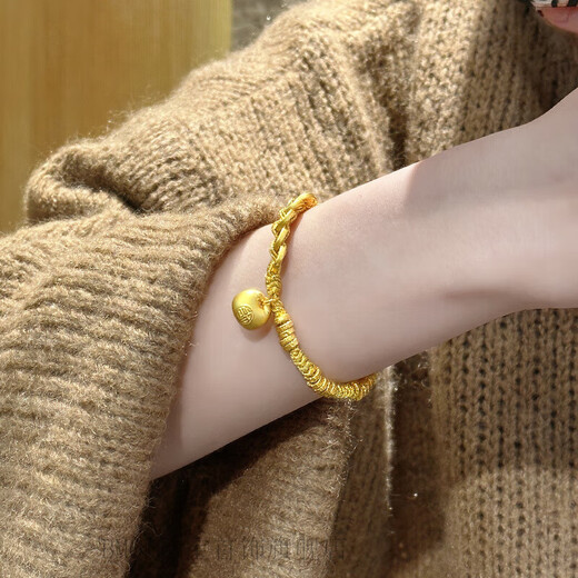 BMOI Old Phoenix 999 gold pure gold Xiaopangfu bracelet feminine style new versatile Five Emperors coin braided bracelet