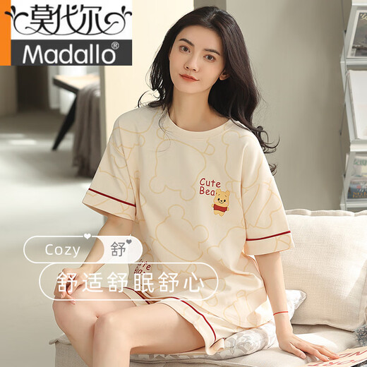 
Modal pajamas for women in summer pure cotton thin short sleeves 2025 new cute and wearable summer home clothes two-piece set YZT9885 M women spot suitable for 155-162CM, weight