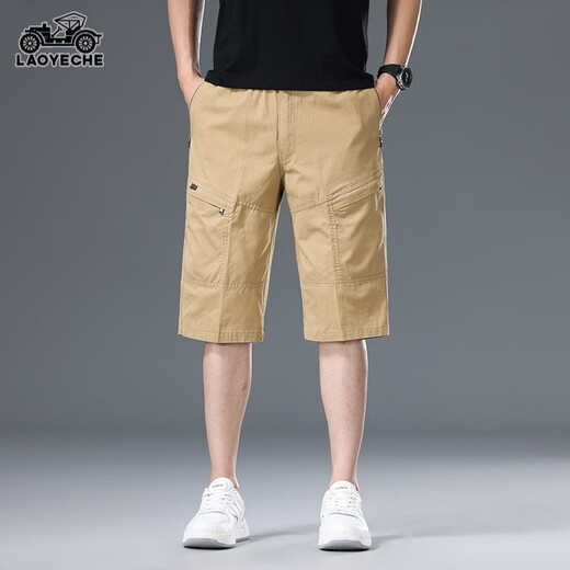 老爷车纯棉工装短裤男士夏季新薄款宽松直筒七分裤休闲运动裤子男 9859灰色 L 100-120斤