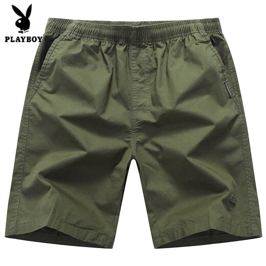 Playboy's new pure cotton casual pants men's summer five-quarter pants loose and young and middle-aged fashion trend elastic straight pants 9272 Khaki L 100-130Jin Jin equals 0.5 kg
